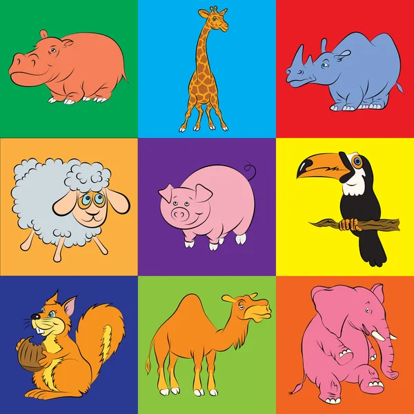 Afbeelding van animatie dieren voor het kinderboek van raadsels — Stockvector
