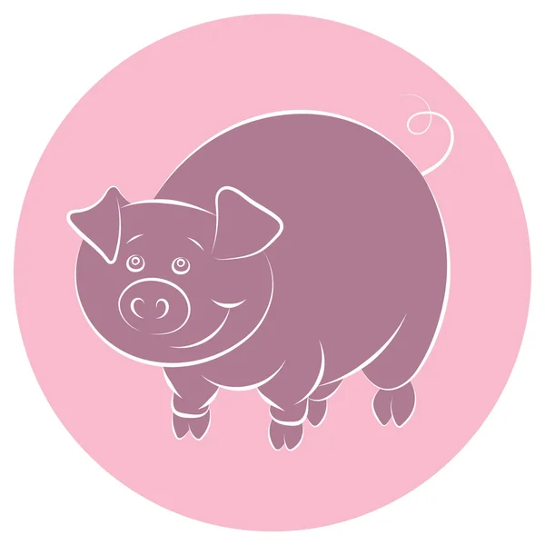 Ilustración del alegre y sonriente cerdo rosa — Archivo Imágenes Vectoriales