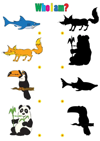 Ilustração de silhuetas de animação de animais do livro de crianças — Vetor de Stock