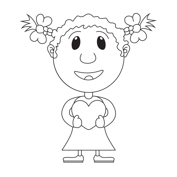 Εικονογράφηση του κοριτσιού με την καρδιά στα χέρια. Κάρτα Βαλεντίνου — Διανυσματικό Αρχείο