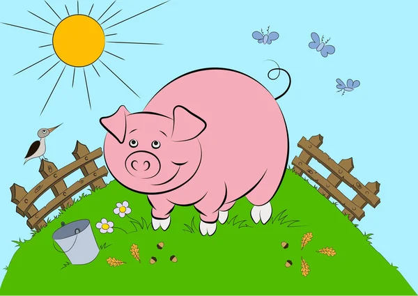 Ilustración del cerdo rosado sonriente — Archivo Imágenes Vectoriales