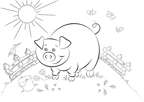 Illustration du cochon rose souriant — Image vectorielle