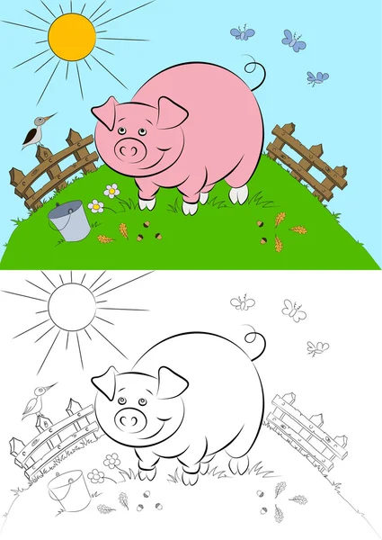 Ilustración del cerdo rosado sonriente — Archivo Imágenes Vectoriales