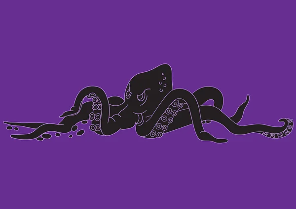 Illustratie van een octopus silhouet — Stockvector