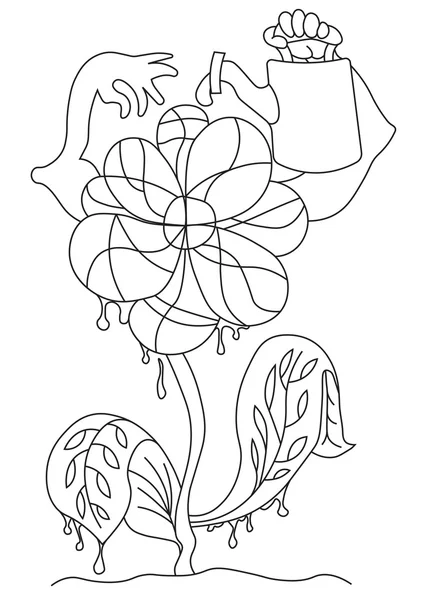 Illustration d'une fleur abstraite qui s'arrose . — Image vectorielle