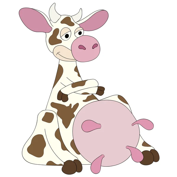 Illustration cartoon cow very pleased — Stock Vector