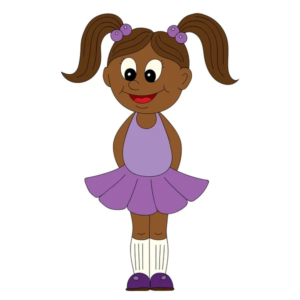 Ilustración de una niña africana de dibujos animados — Vector de stock