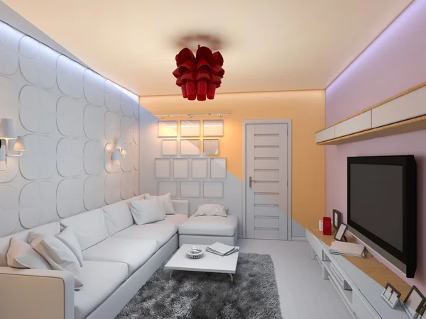 3d renderof o design de interiores da sala de estar — Fotografia de Stock