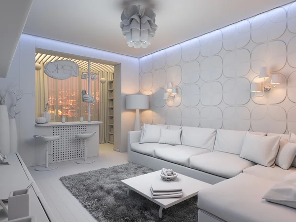 3d renderof el diseño interior de la sala de estar —  Fotos de Stock