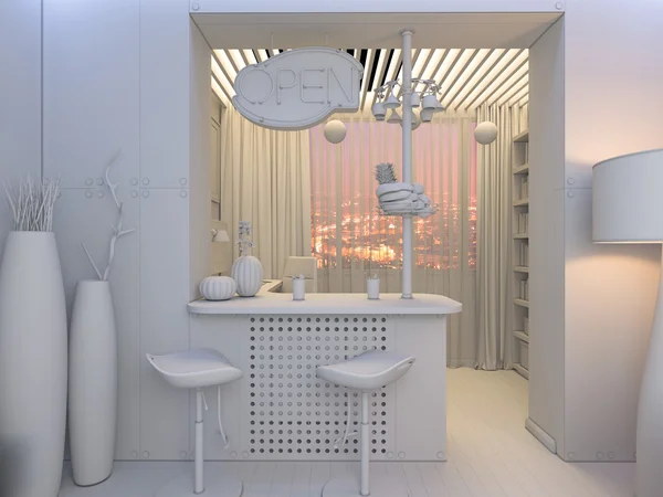 3D визуализация дизайна интерьера гостиной — стоковое фото