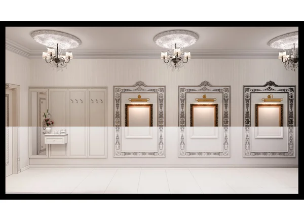 3D иллюстрация зала в классическом стиле . — стоковое фото