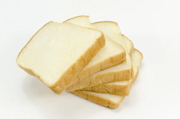 Fatias de pão isolado no fundo branco — Fotografia de Stock