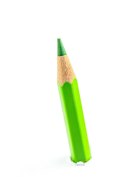 Green pencil close up on white background — Stock Photo, Image