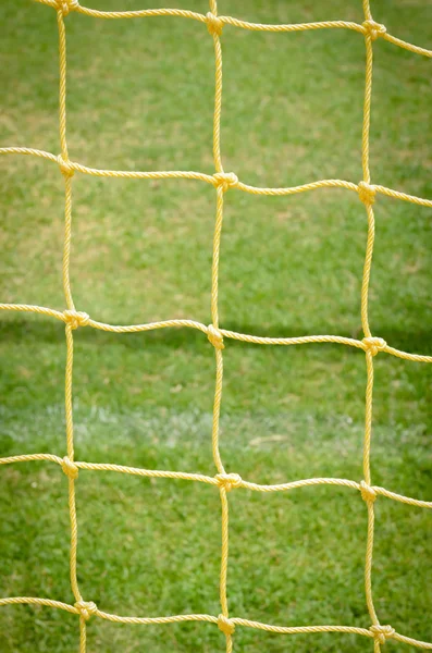 Goal net close up on green background — Stock Photo, Image