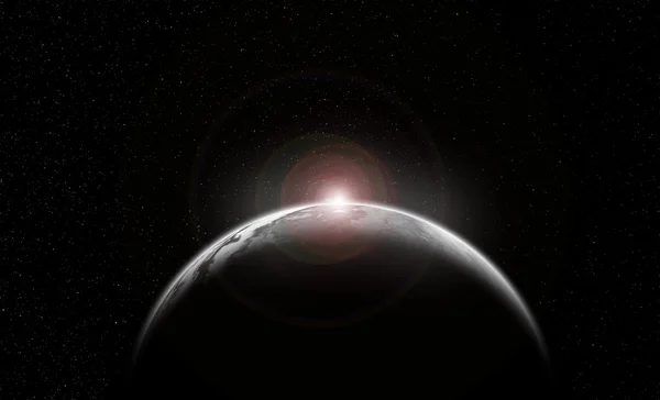 Ledová planeta s východem slunce — Stock fotografie