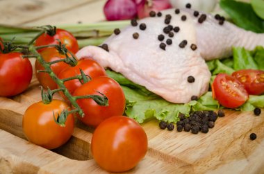 bacak tavuk ve sebze