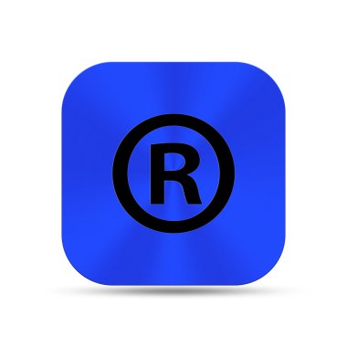 İzole metal mavi tescilli işareti düğme simgesi