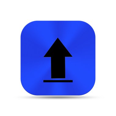 İzole metal mavi ok düğme simgesi