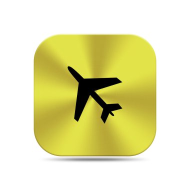 Uçak simgesi olan altın düğme