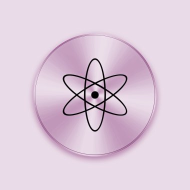 Nükleer simgesi olan pembe metal düğme
