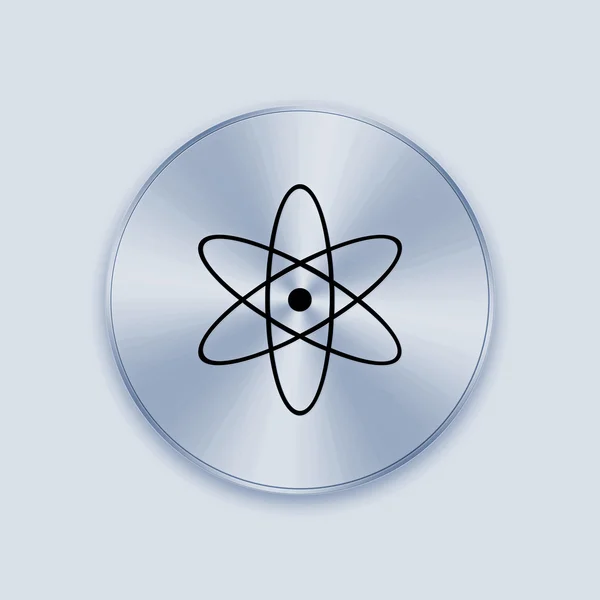 Ljus blå metall knappen med kärn-ikonen — Stockfoto