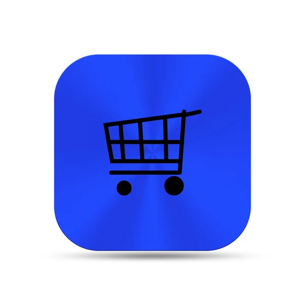 Deep blue metal buttons with shopping cart icon — Stock Photo, Image