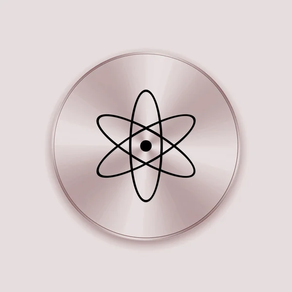 Botón de metal de bronce con icono nuclear —  Fotos de Stock