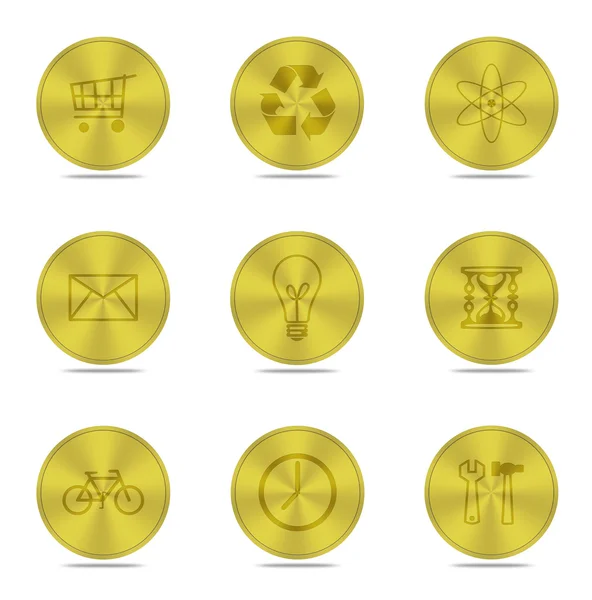 Ícone botões de ouro isolado — Fotografia de Stock