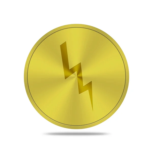 Gold button with lightning icon — Stock Photo, Image