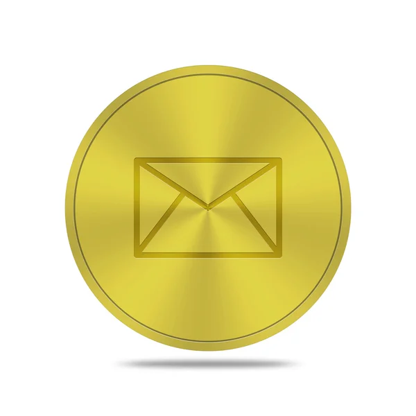Posta simgesi olan altın düğme — Stok fotoğraf