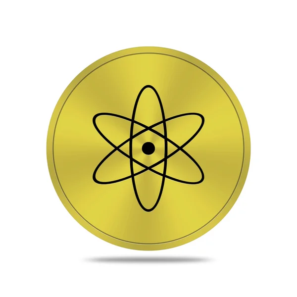 Goldknopf mit Atomsymbol — Stockfoto