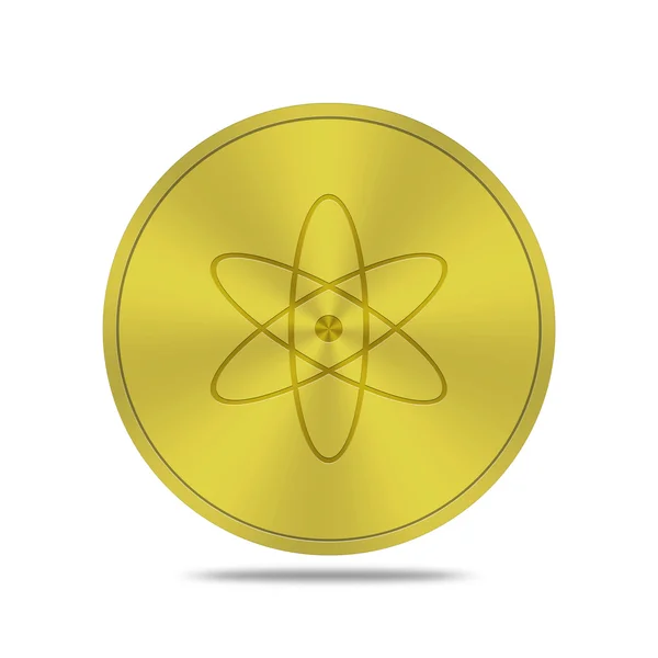 Goldknopf mit Atomsymbol — Stockfoto