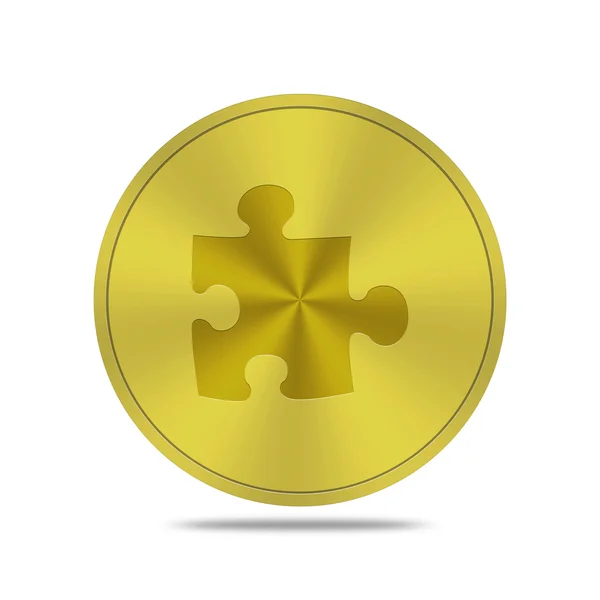 Goldknopf mit Puzzle-Symbol — Stockfoto