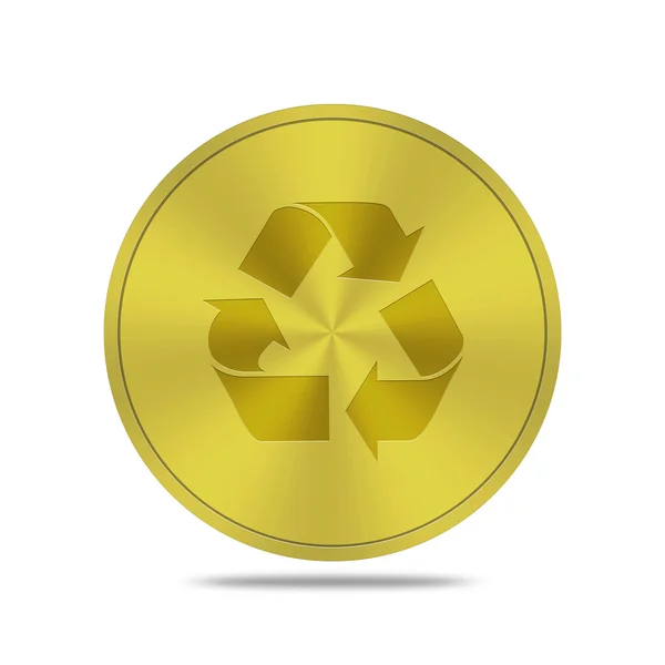 Goldknopf mit Recycling-Symbol — Stockfoto