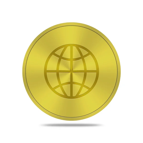 Gold button with world icon — Stock Photo, Image