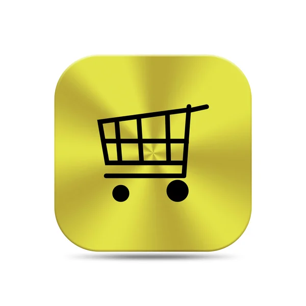 Zlaté tlačítko nákupní košík ikonu — Stock fotografie
