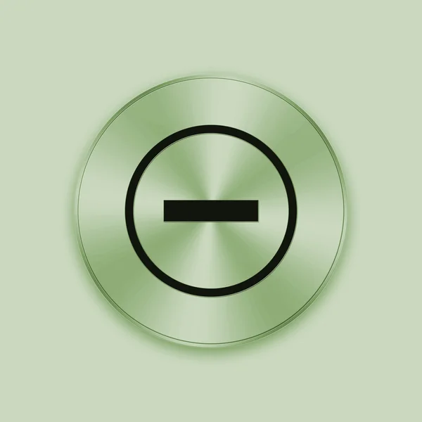 Botão de metal verde com ícone de exclusão — Fotografia de Stock