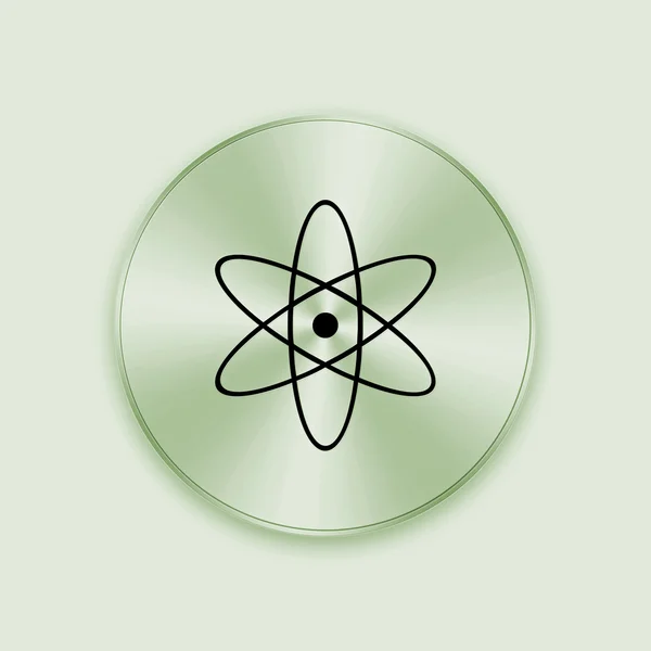 Botón de metal verde con icono nuclear — Foto de Stock