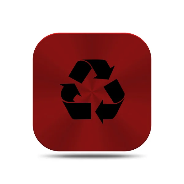 Botón de metal rojo con icono de reciclaje aislado —  Fotos de Stock