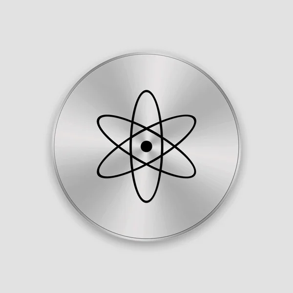 Zilveren knop met nucleaire pictogram geïsoleerd — Stockfoto