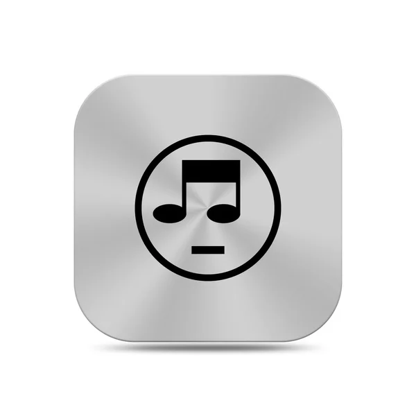Przycisk srebro z muzycznej od ikona na białym tle — Zdjęcie stockowe