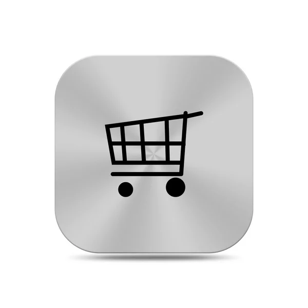 Bevásárló kosár ikonra elszigetelt ezüst gomb — Stock Fotó