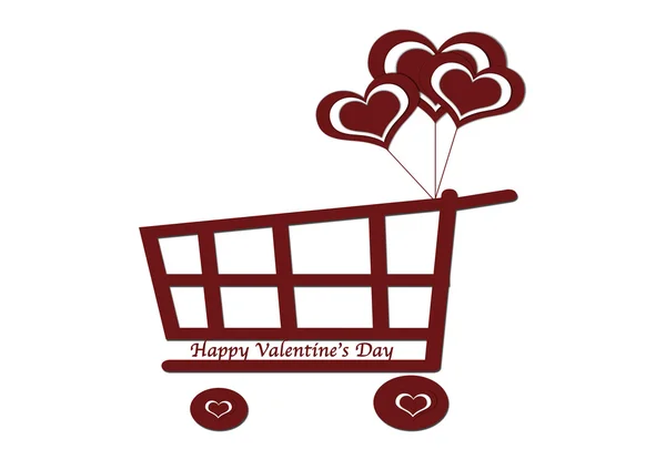 Hjärta med shopping cart bakgrund — Stockfoto