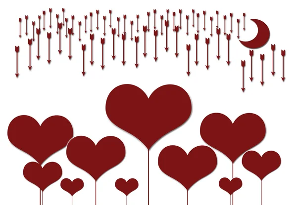 Corações com flecha para o dia dos namorados — Fotografia de Stock