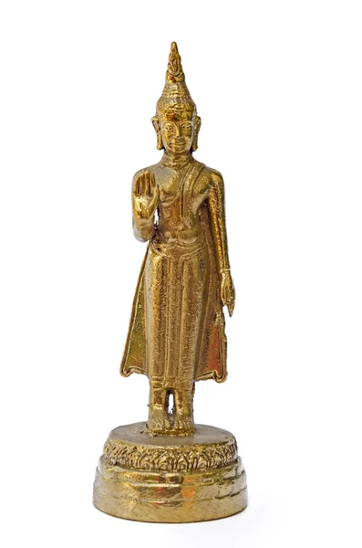 Beyaz izole altın buddha heykeli — Stok fotoğraf