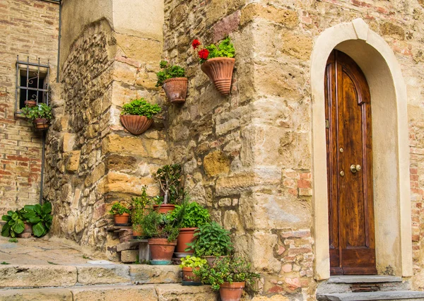 Floral foreshortening in Volterra, Tuscany, Italy — Stock Photo, Image