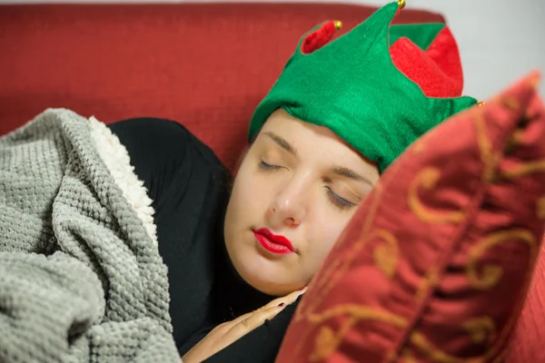 Flicka drömmer jul — Stockfoto