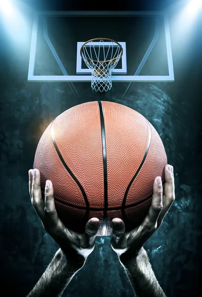 Basket arena med spelare — Stockfoto