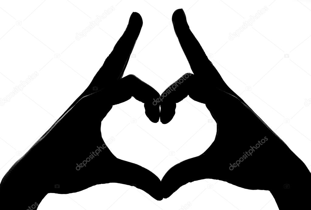 hands makes heart shape silhouette