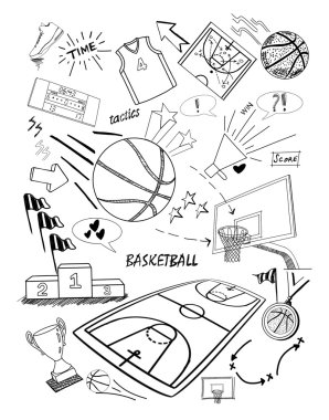 Basketbol karalamalar-el çizimi